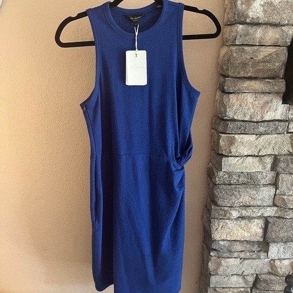 Ted Baker knot front royal blue jersey dress. Ted size 2 which is US size 6. - Picture 4 of 11